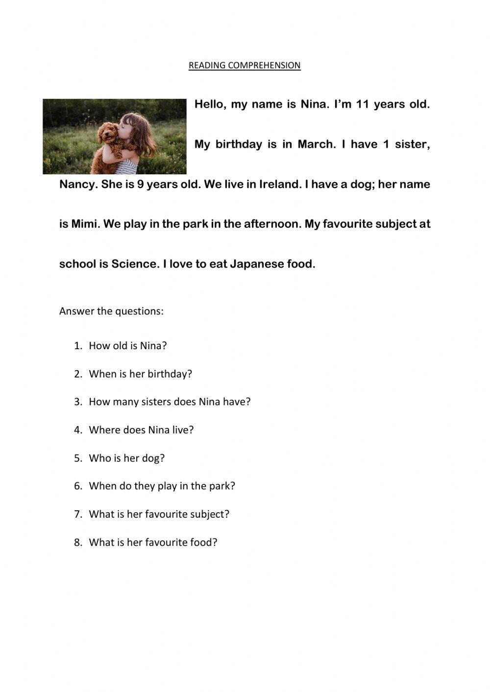 WH QUESTIONS Reading Comprehension Online Exercise For Live Worksheets 1104024425877038001