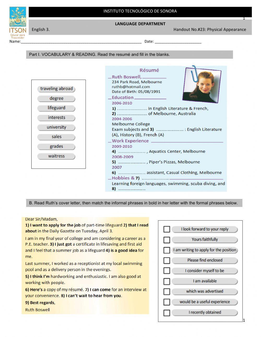 Resume and Cover Letter model