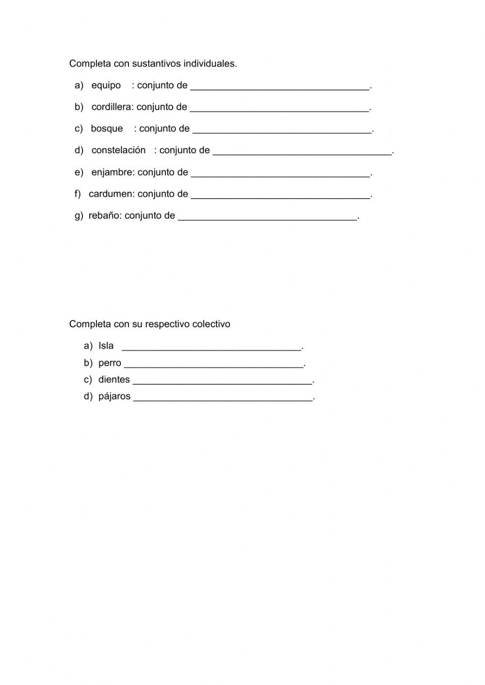 Sustantivos individuales y colectivos