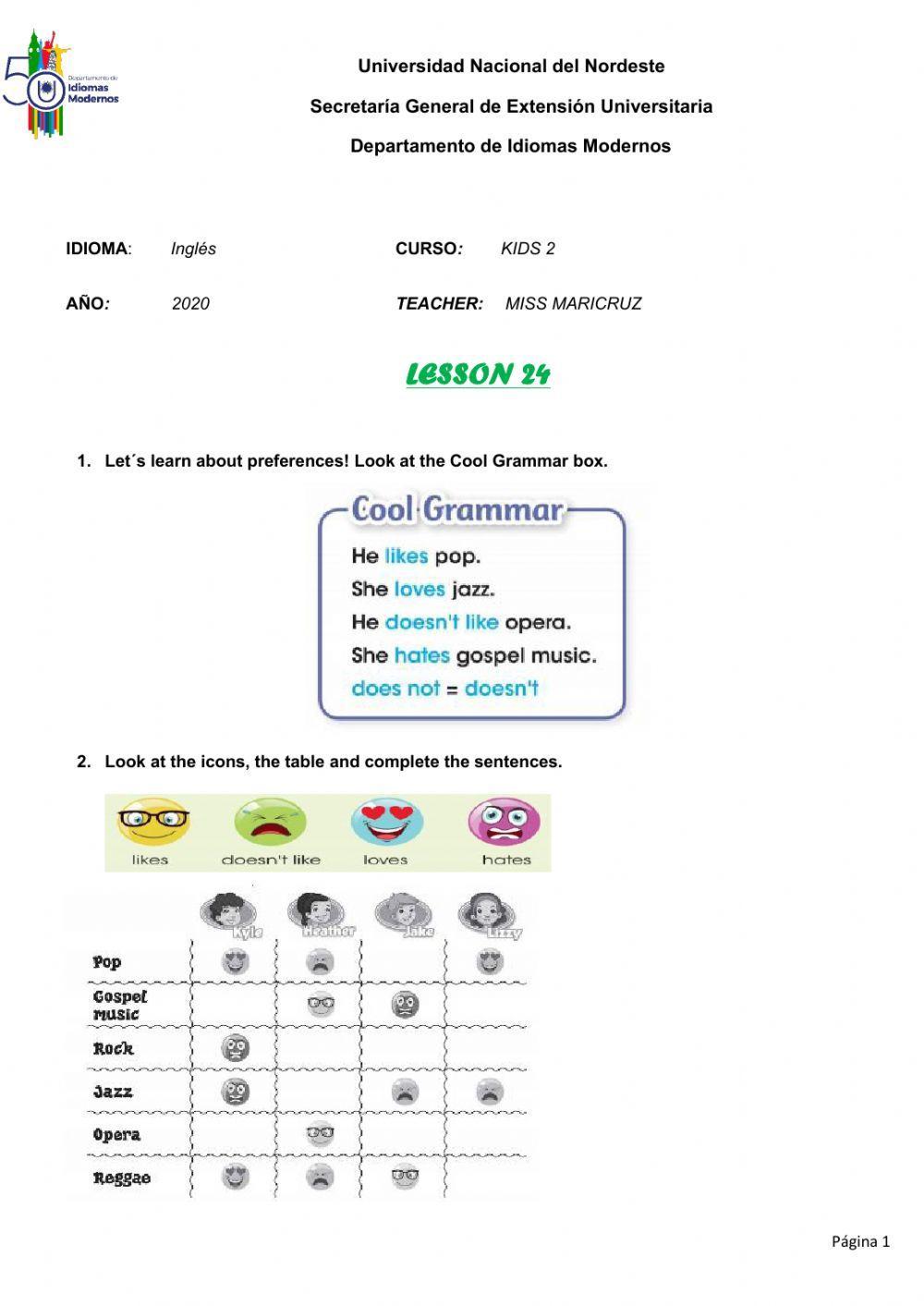 Lesson 24 kids 2 worksheet | Live Worksheets