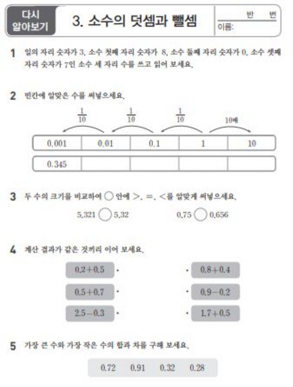 소수의 덧셈, 뺄셈