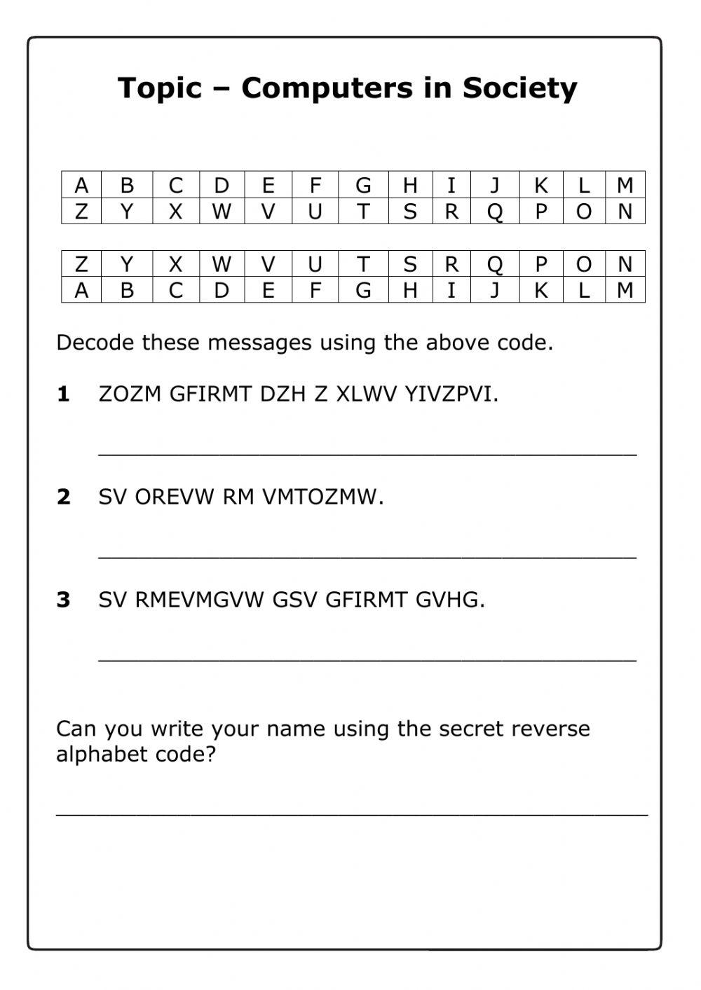 code breaking online exercise for | Live Worksheets