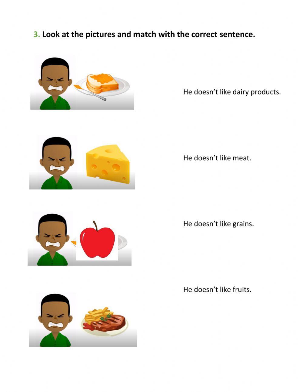 Likes - Doesn't like (Meals - Food)