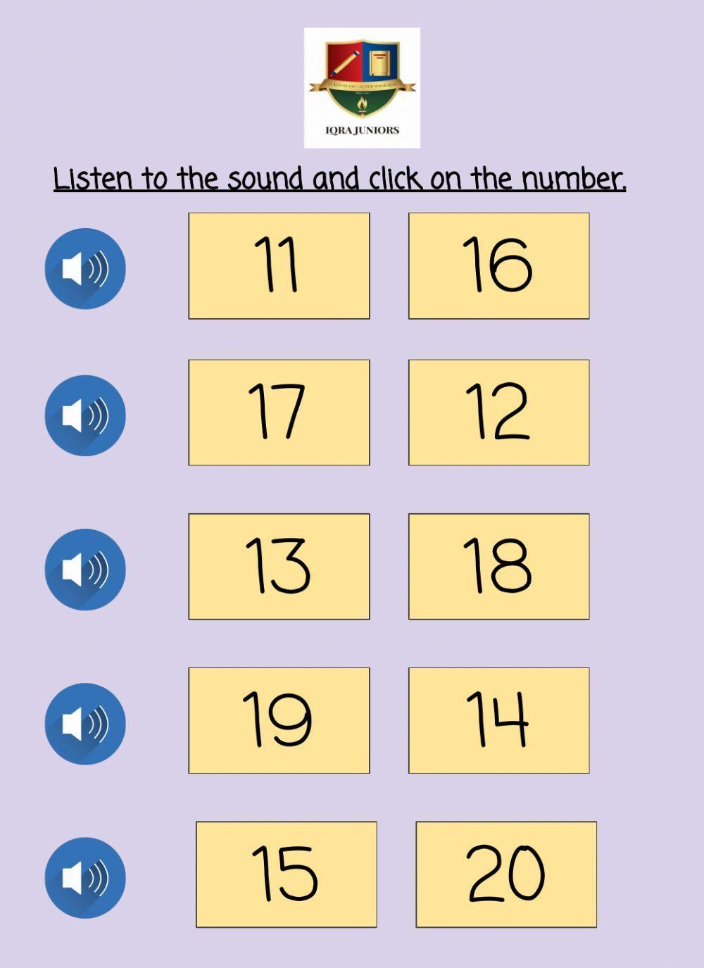 Number Recognition 11-20