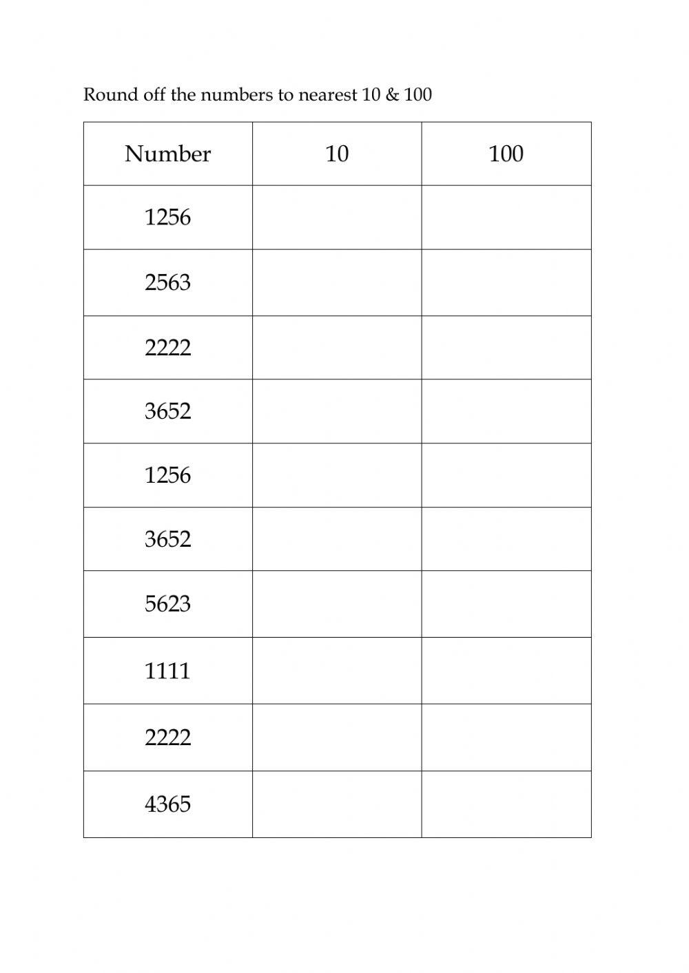 Rounding 10 & 100 worksheet Live Worksheets