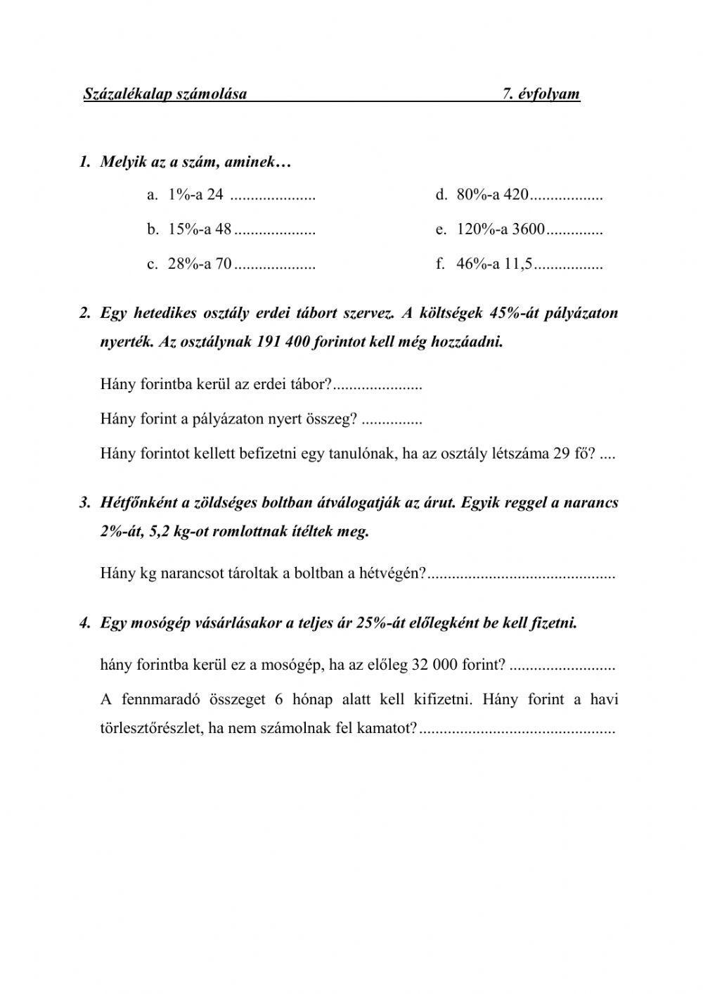 Százalékalap számolása