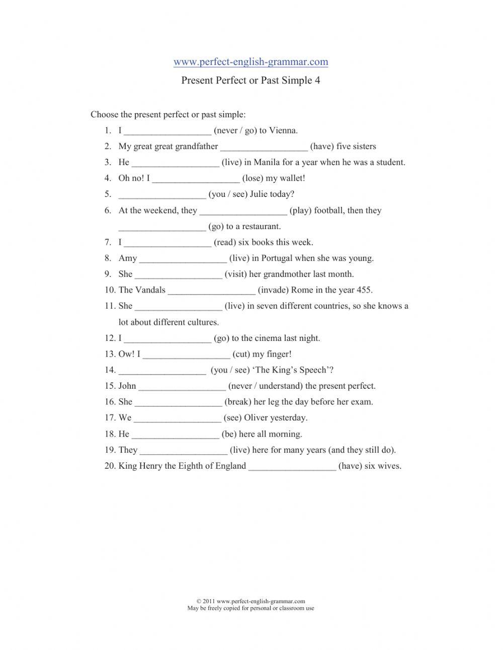 Grammar - 12B: Present Perfect vs. Past Simple