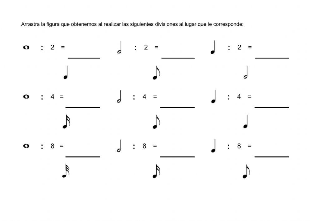 División de figuras musicales