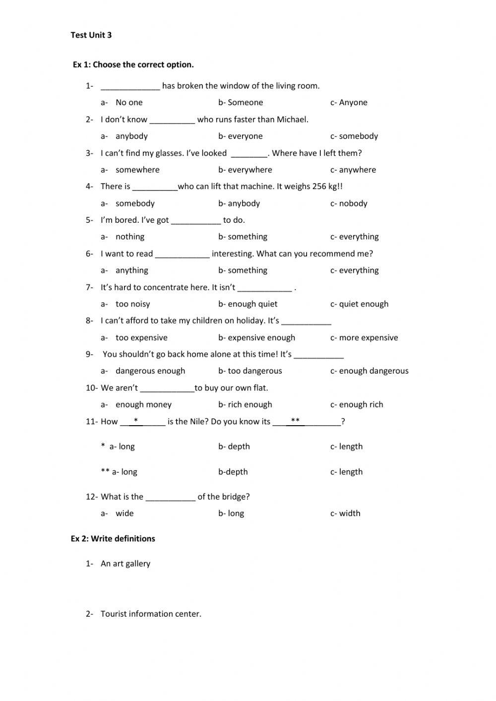 Relative pronouns. Too-enough