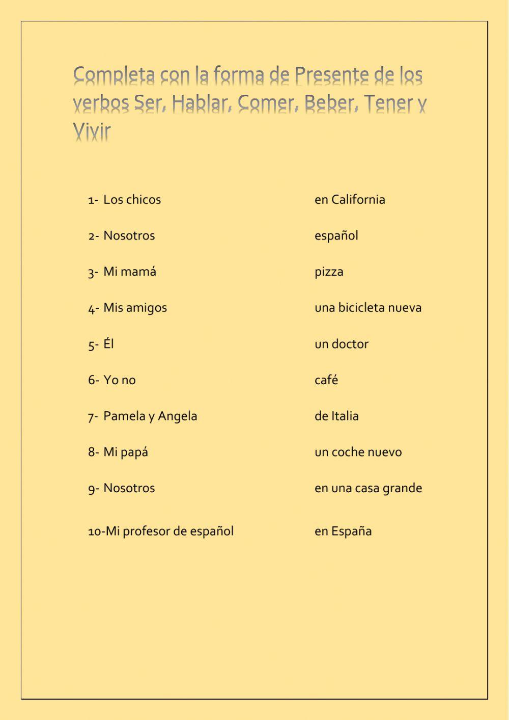 Presente simple verbos regulares