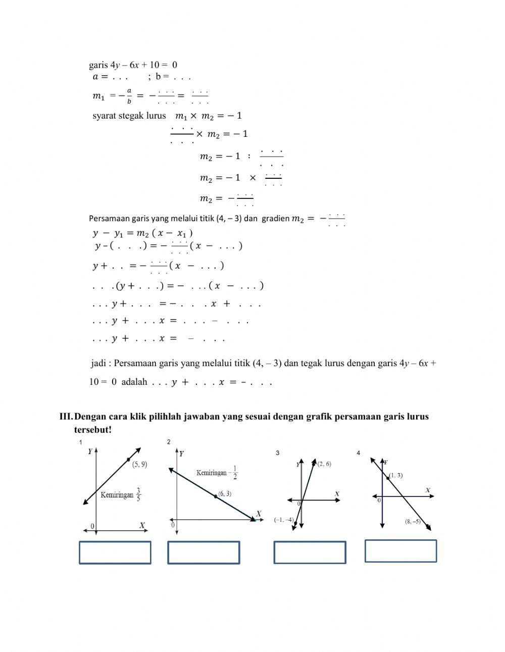 LKPD Bentuk Persamaan Garis Lurus