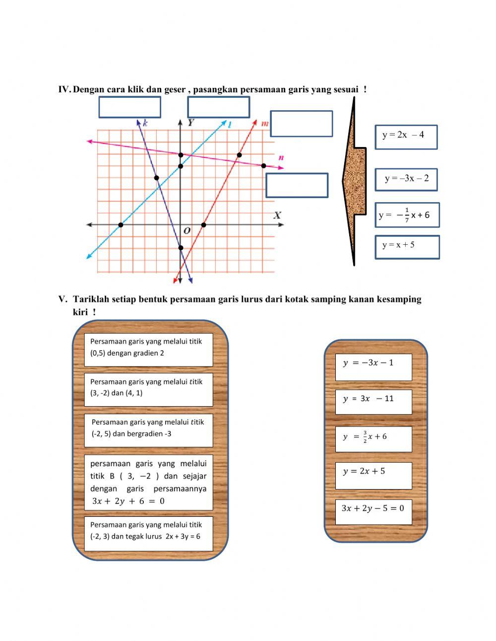 LKPD Bentuk Persamaan Garis Lurus