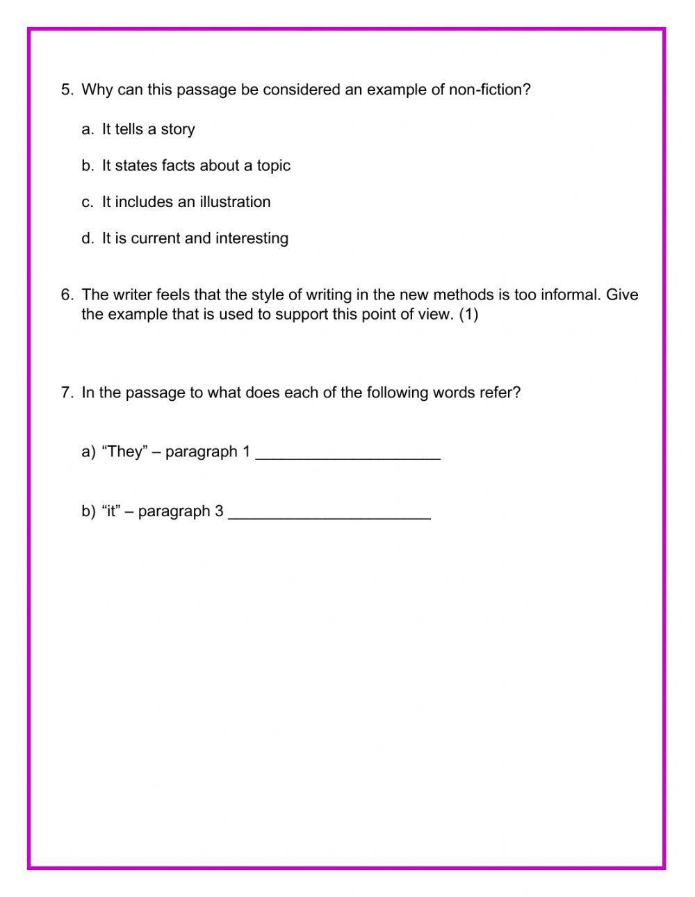 Reading Comprehension