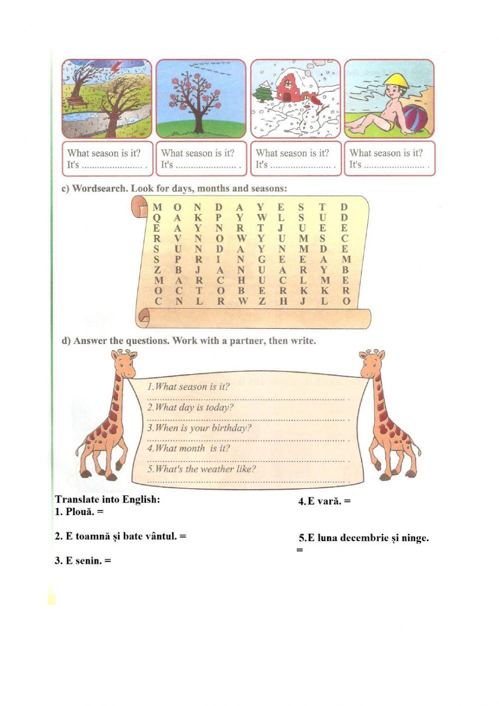 Weather, Seasons, Numbers, Colours