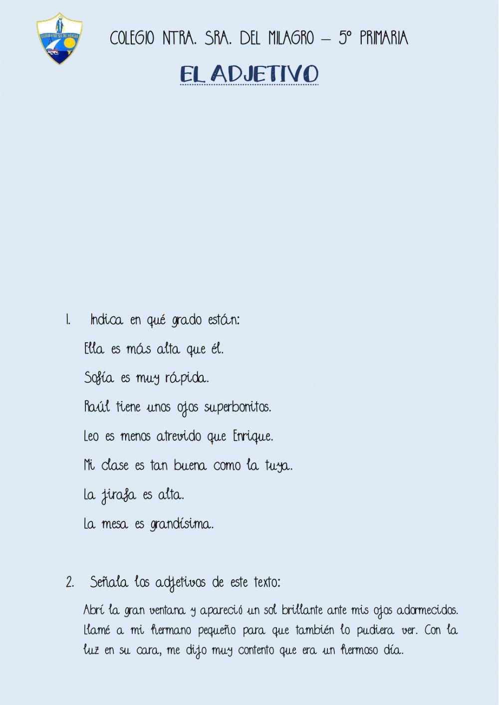 Adjetivos y sus grados