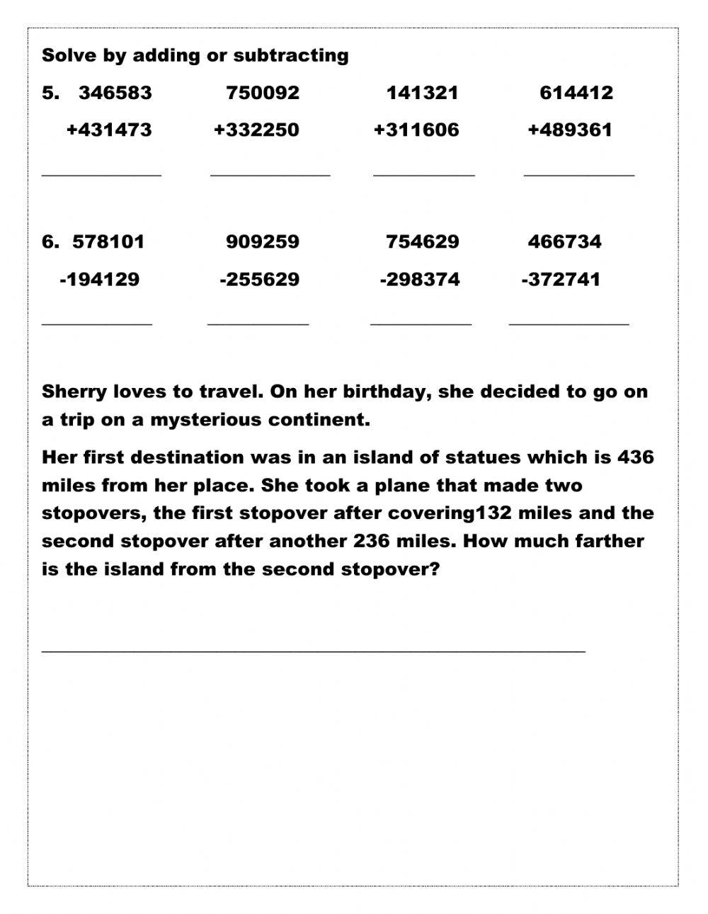 Comparing and Ordering Whole Numbers Worksheet