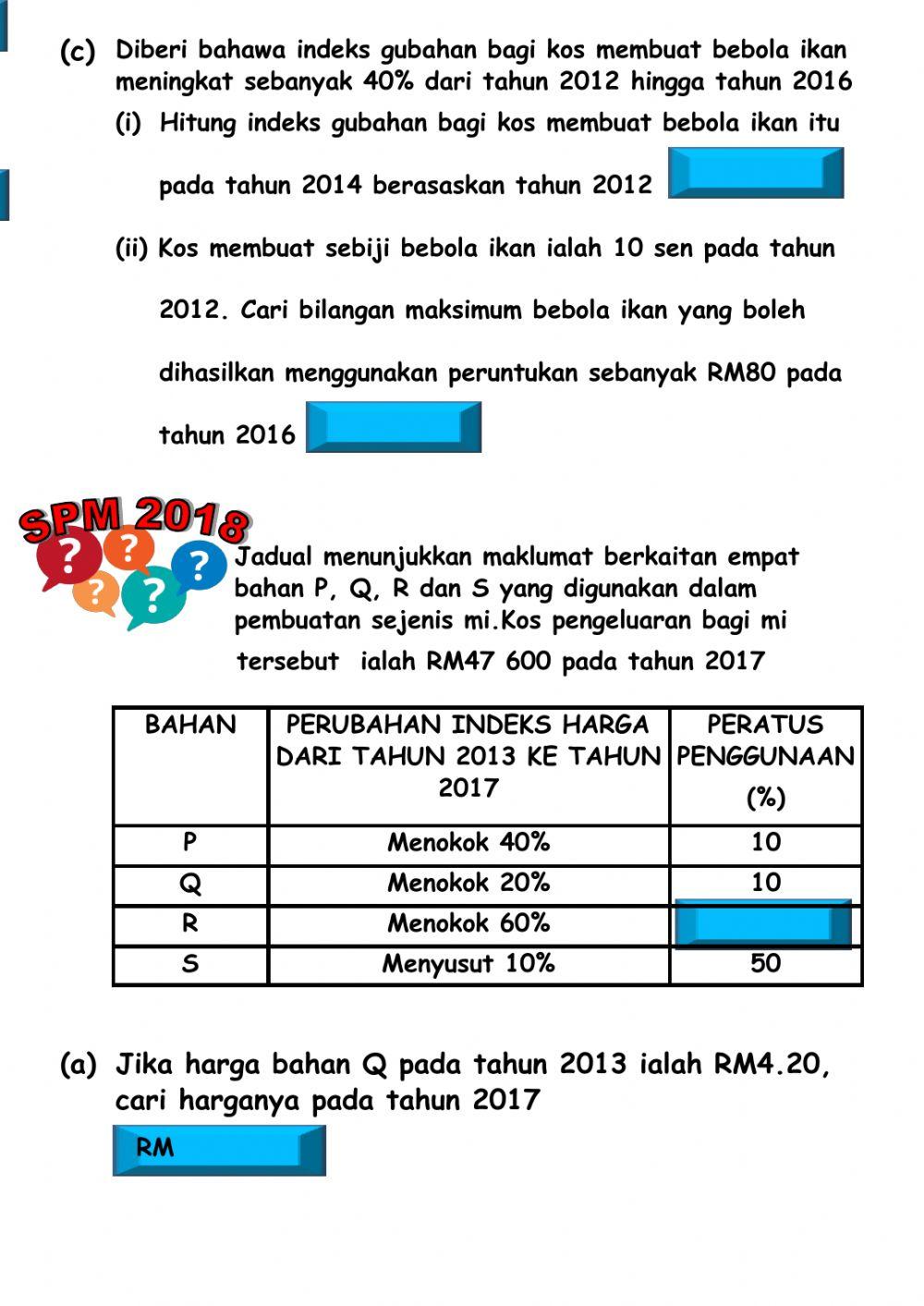 Latihan nombor indeks