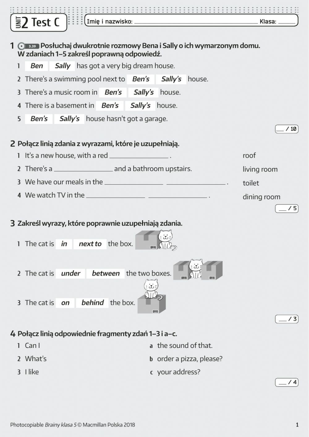 Brainy Klasa 5 Test Unit 2 4388056 | BRAINY 5 UNIT 2 test | MrsKasia