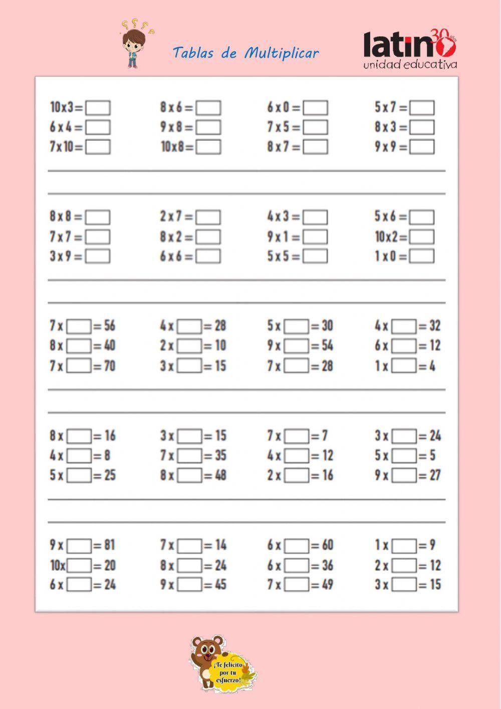 Tablas de multiplicar