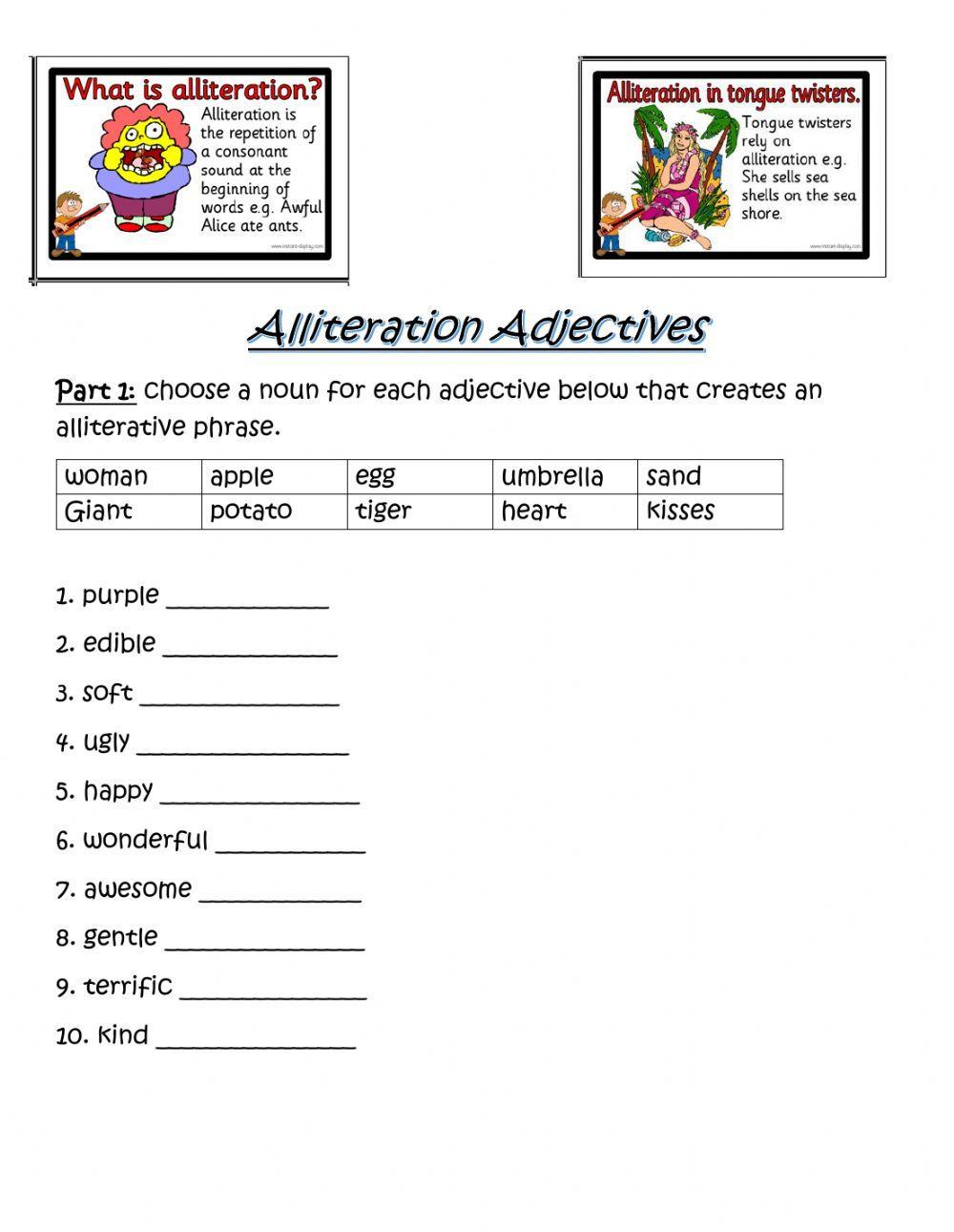 Alliteration Adjectives