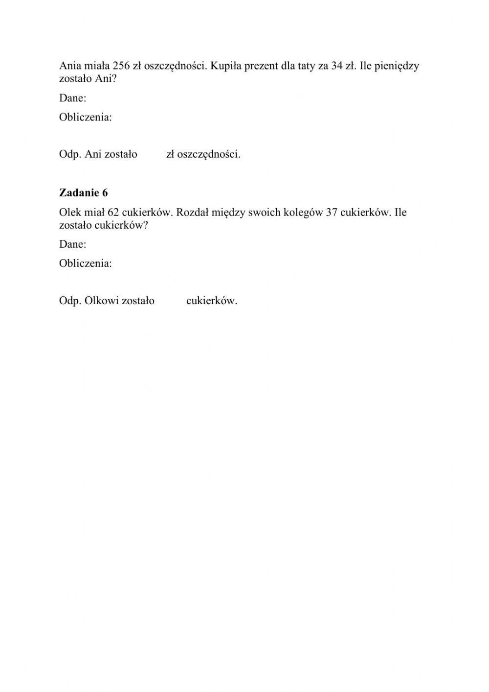 Dodawanie i odejmowanie