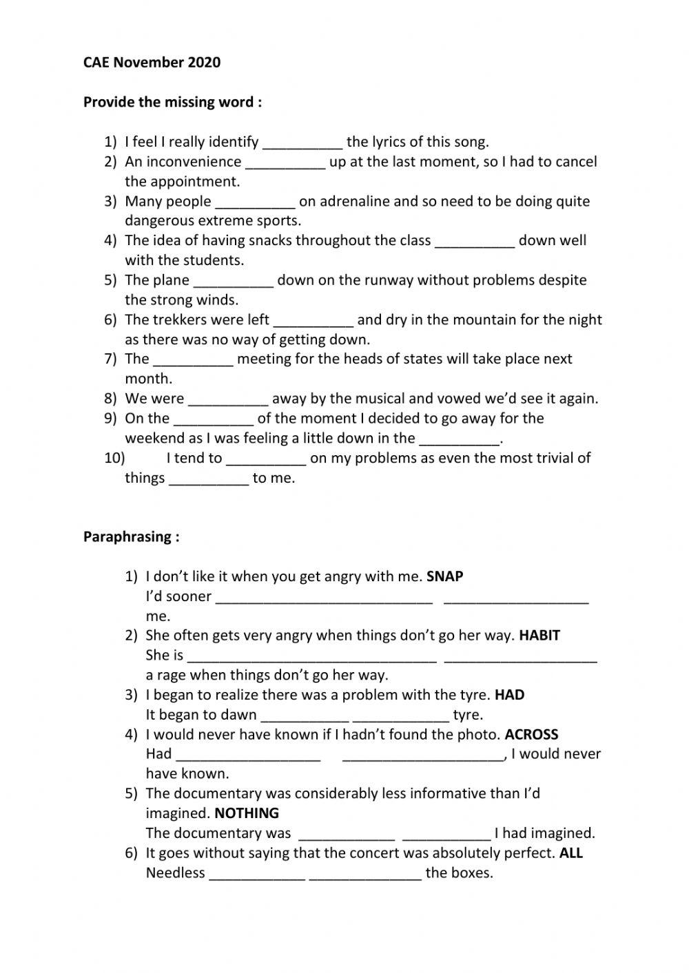 CAE November 2020