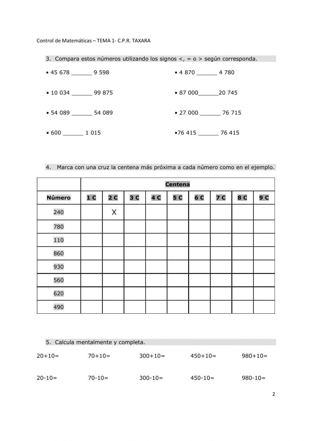 Números - Números romanos - ordinales - descomposición numérica