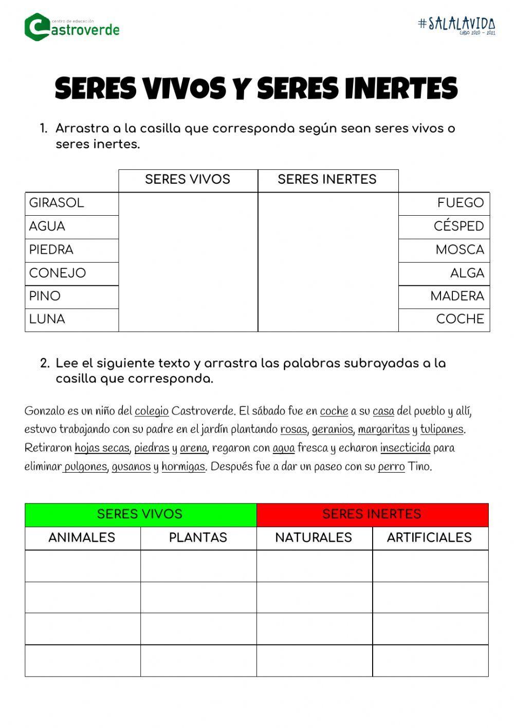 Seres vivos e inertes. CE Castroverde