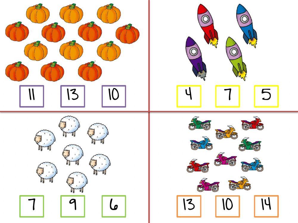 Cantidad y número del 1 al 15