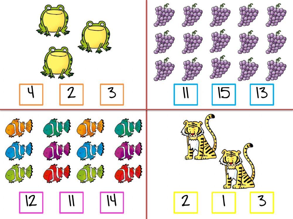 Cantidad y número del 1 al 15