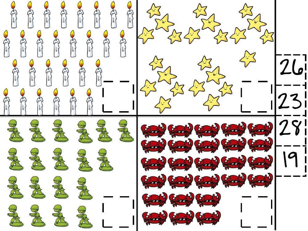 Cantidad y número del 15 al 30