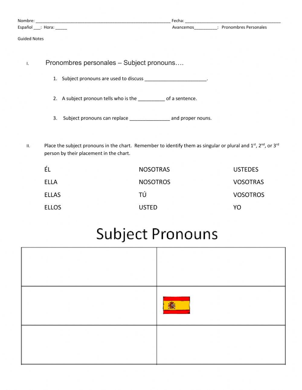 Subject pronouns guided notes 01
