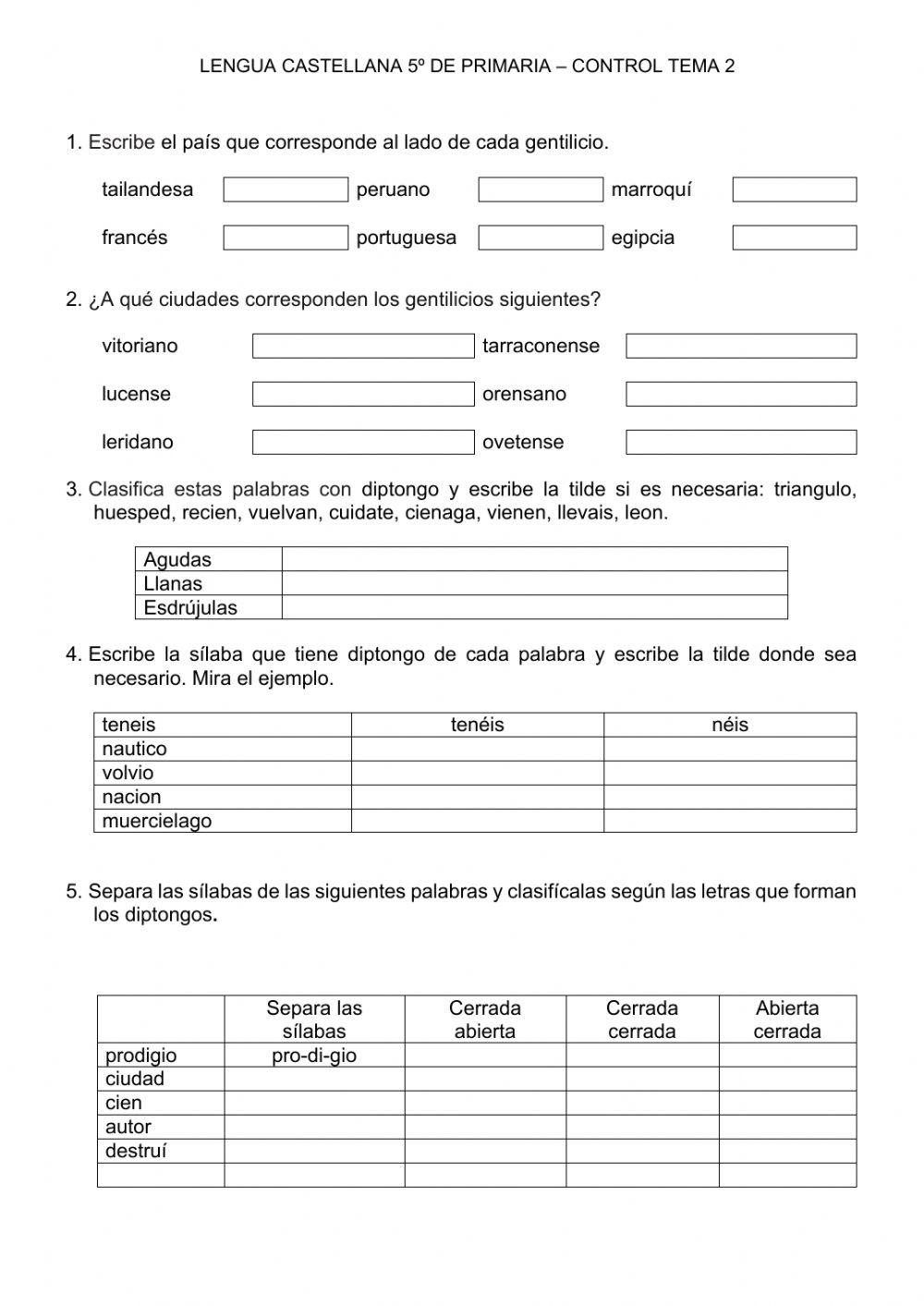 Control Castellano Tema 2