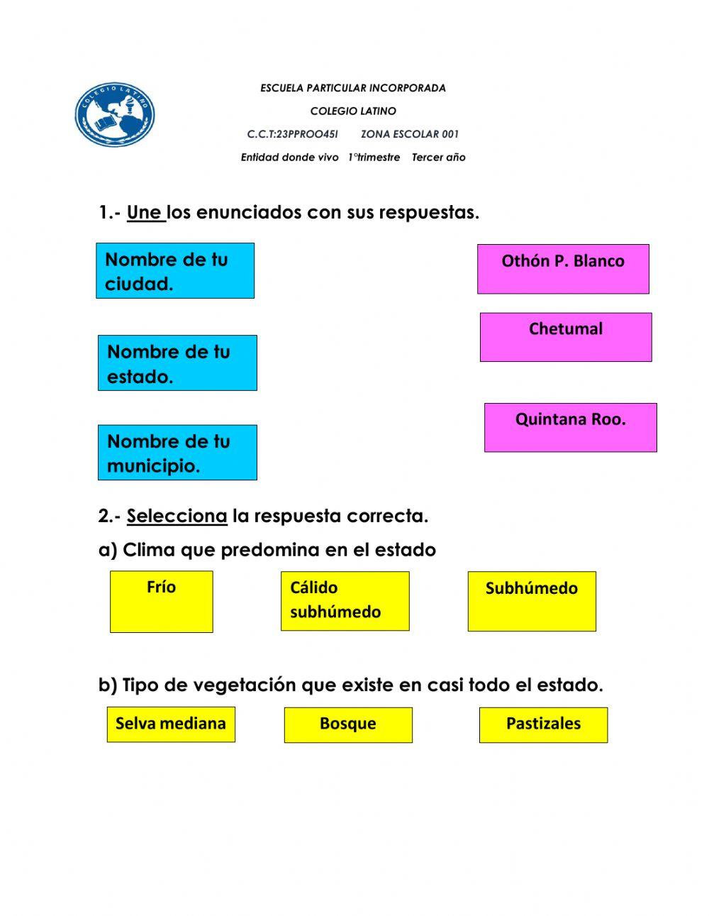 Examen de la entidad donde vivo