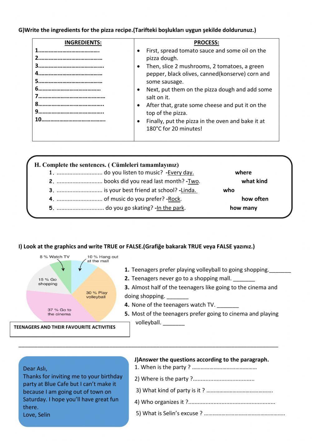 8. Sınıf 1., 2. 3. ÜNİTE TEKRARI İNGİLİZCE