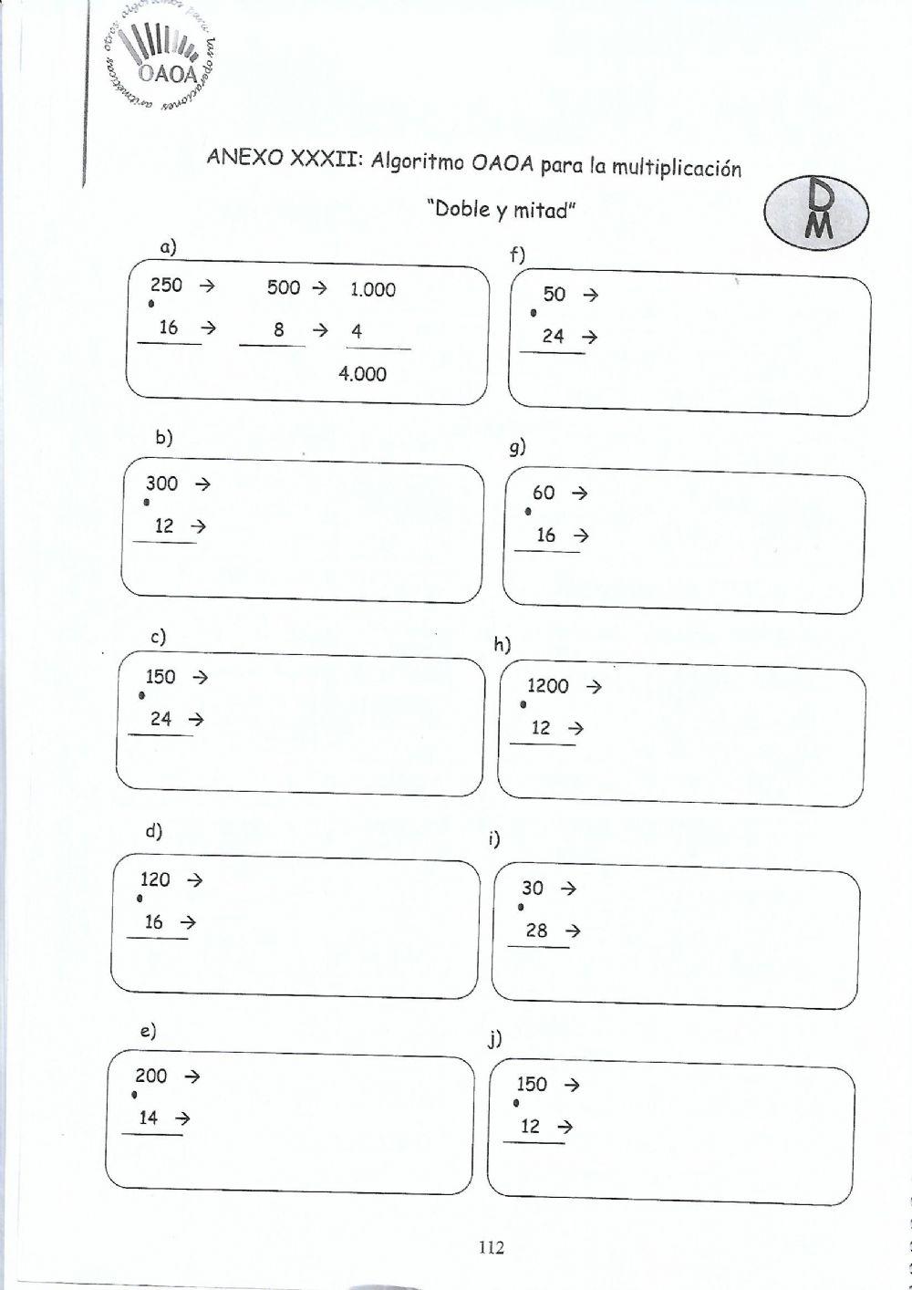 Multiplicación doble-mitad