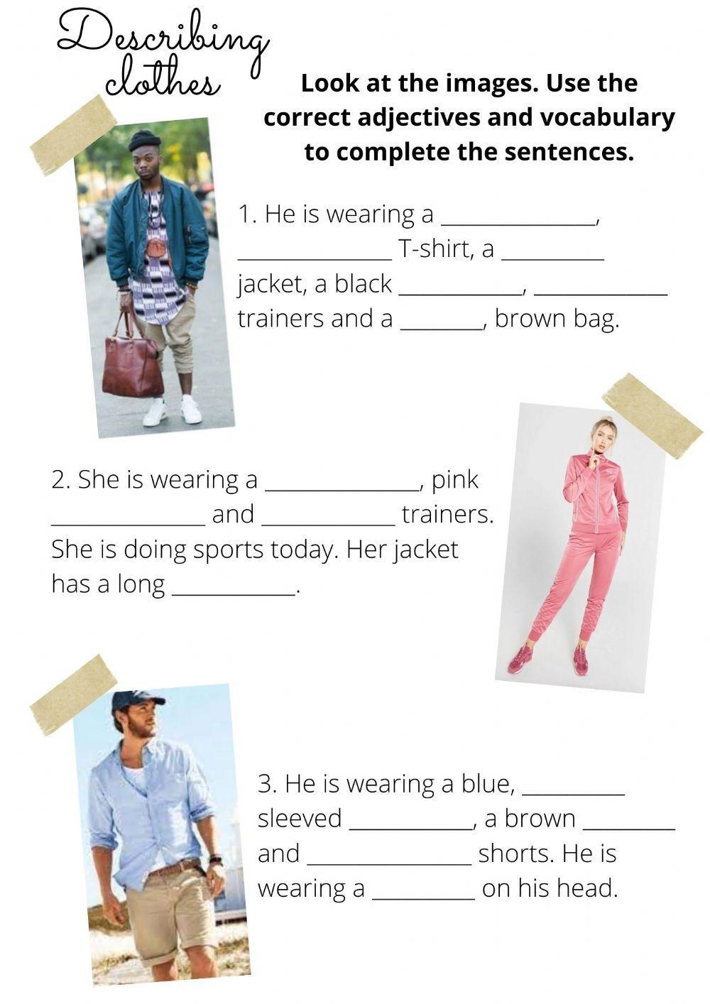 Describing clothes online worksheet