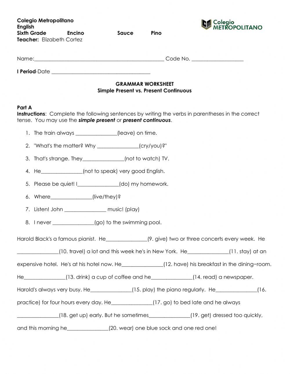 Simple Present vs Present Continuous