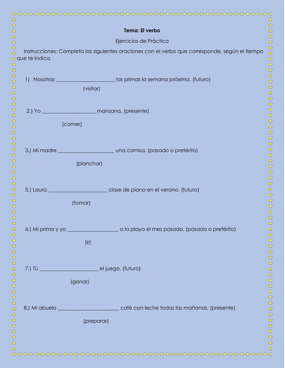 Ejercicios de práctica- El verbo