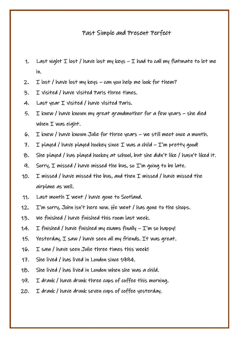 Present Perfect vs Past Simple