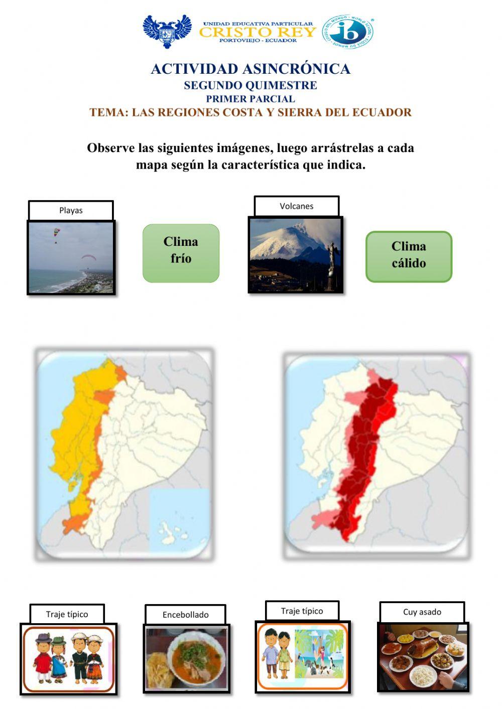 Regiones Litoral o Costa y Interandina o Sierra