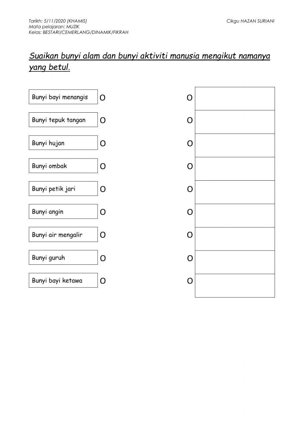 MUZIK - Bunyi Alam Sekitar dan Bunyi Aktiviti Manusia