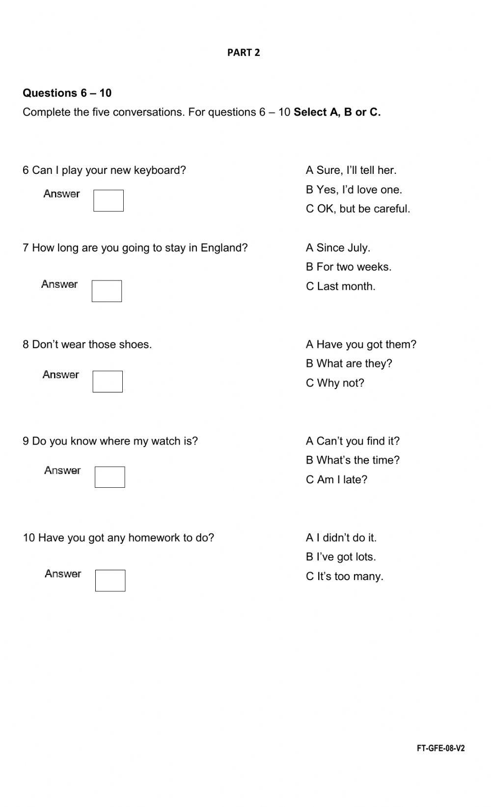 End of year diagnostic test-reading and writing