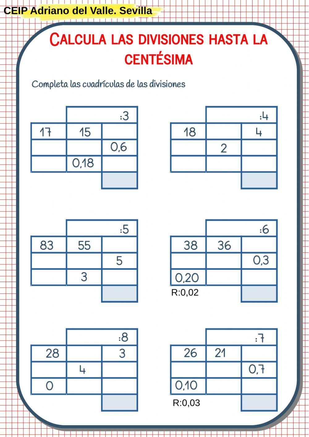 Divisiones ABN.División inversa