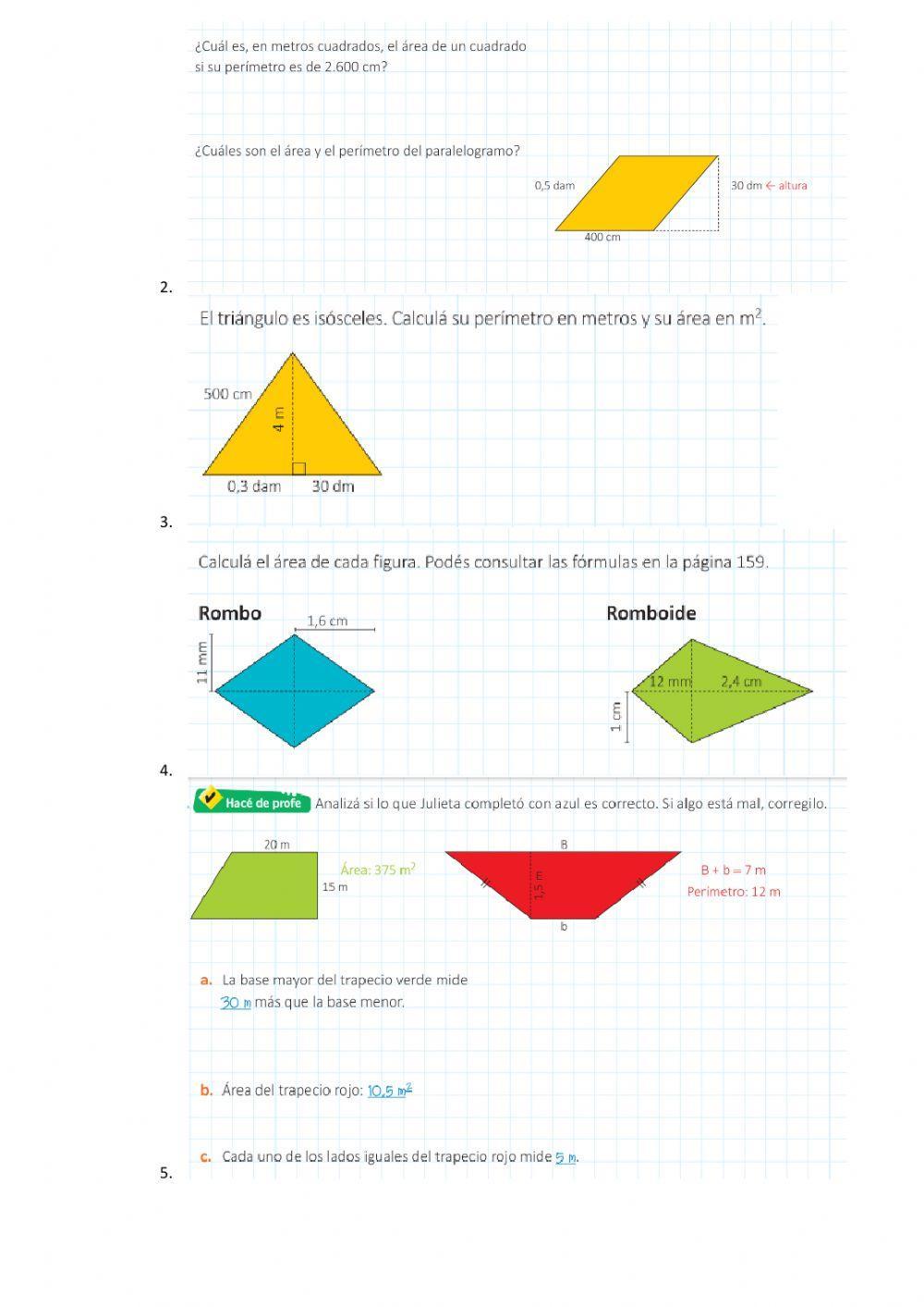 Perímetro y área de figuras planas