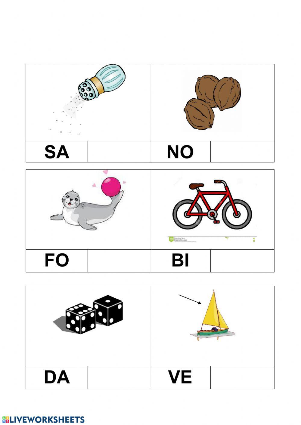 ASCOLTA E COMPLETA CON LA SILLABA MANCANTE