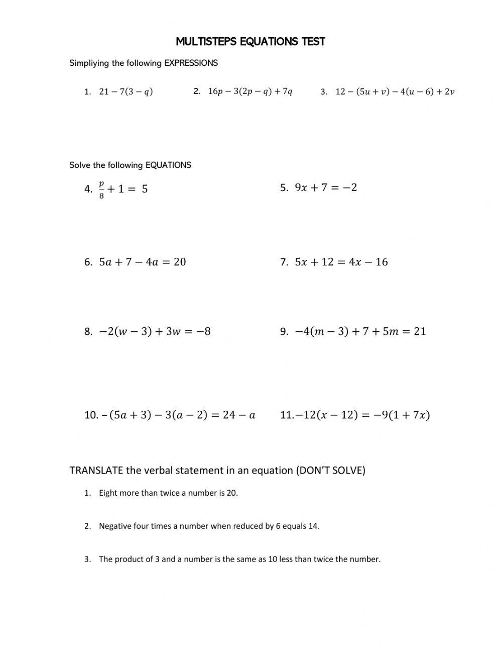 Multisteps equations