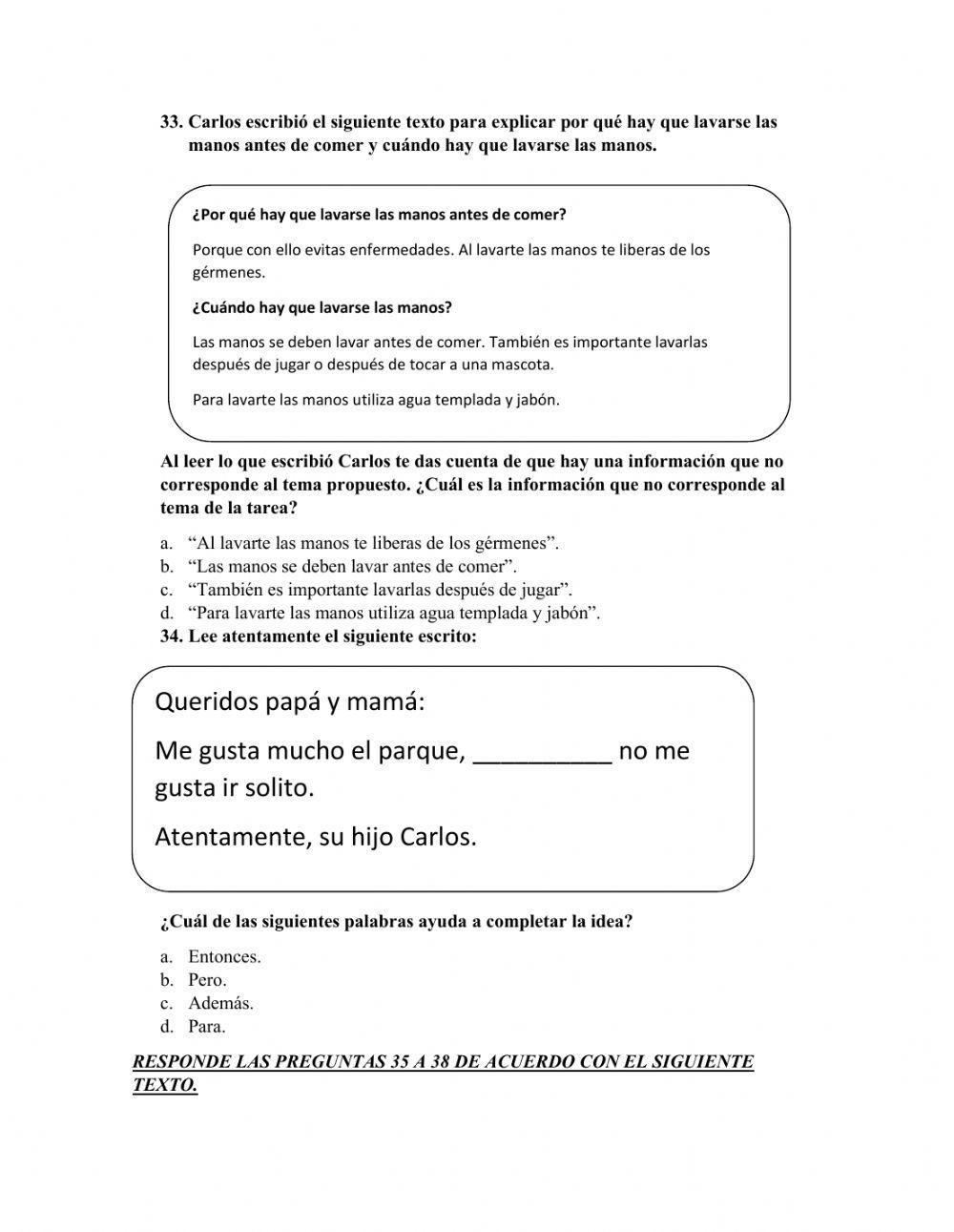 Prueba saber español parte 2