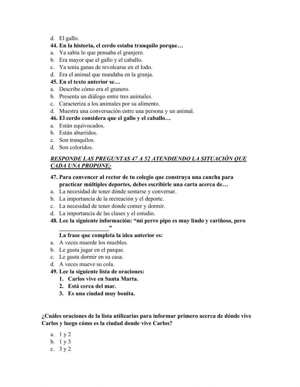 Prueba saber español parte 2