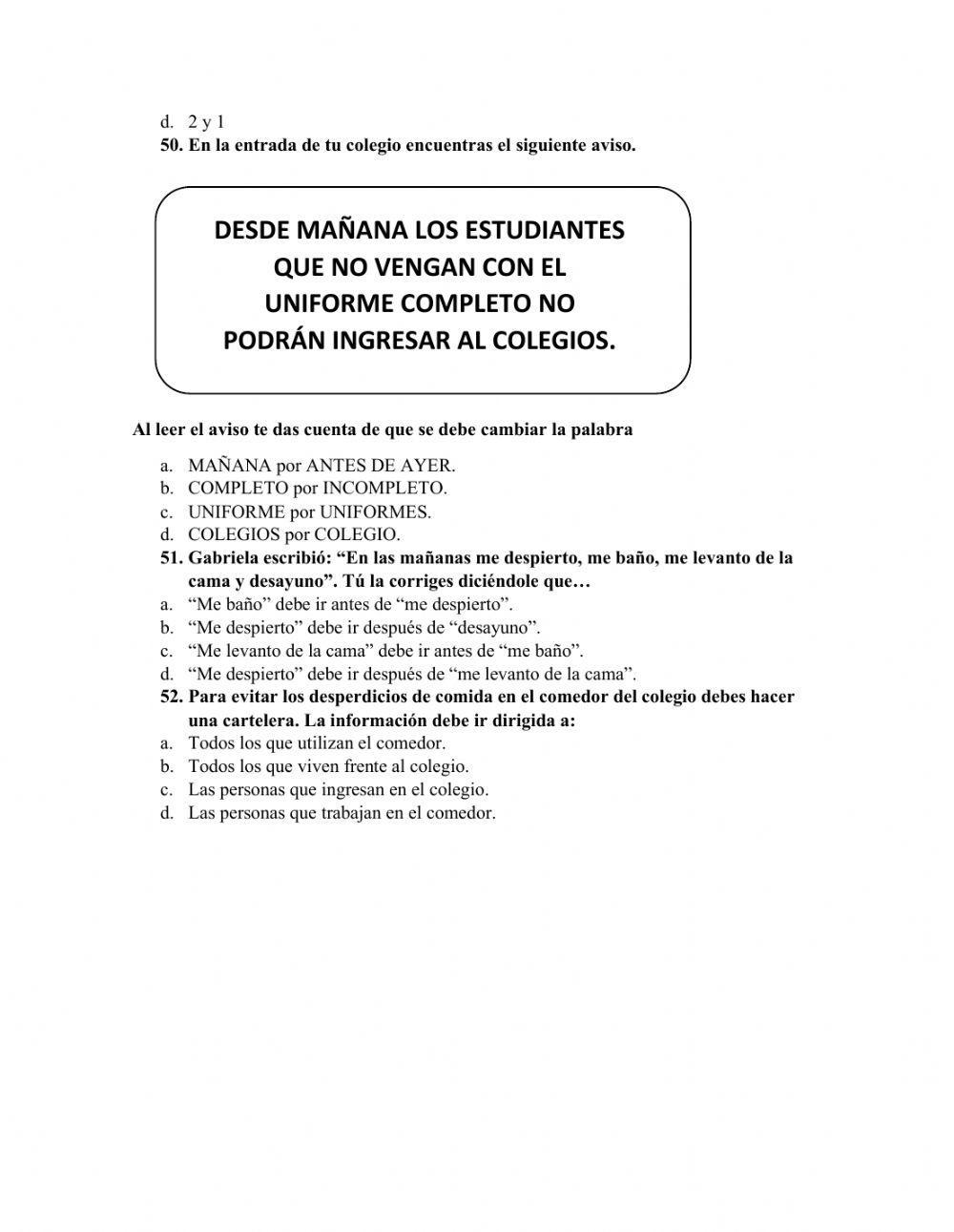 Prueba saber español parte 2